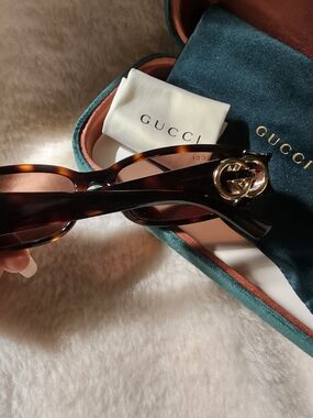 Gucci Women's Tortoiseshell Sunglasses with Gold GG Accent